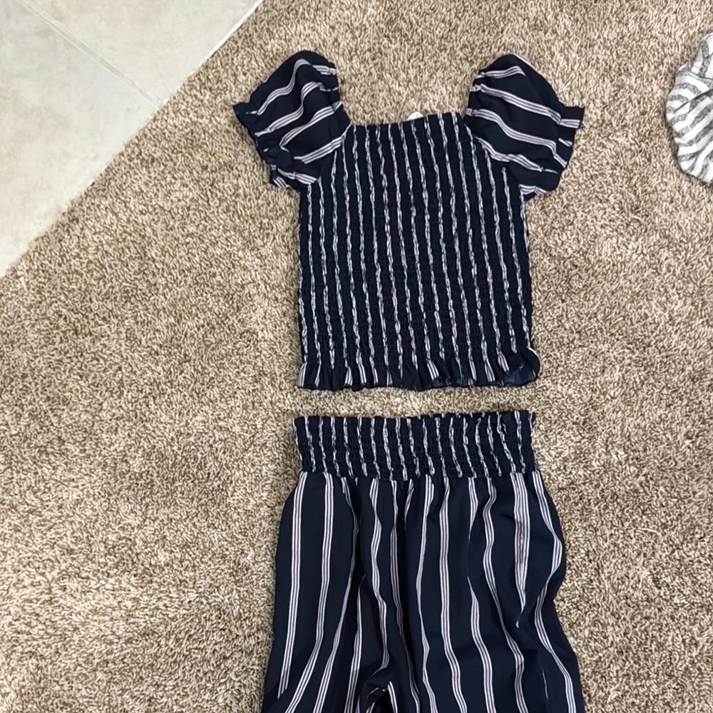 Navy Striped Kids Bottoms Set Japan girls size 12